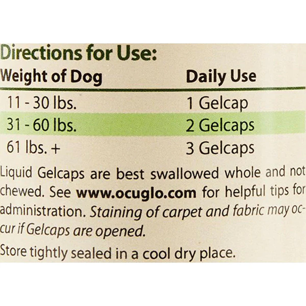 Ocu-GLO Canine Vision Liquid Gel Capsules for Dogs dosage