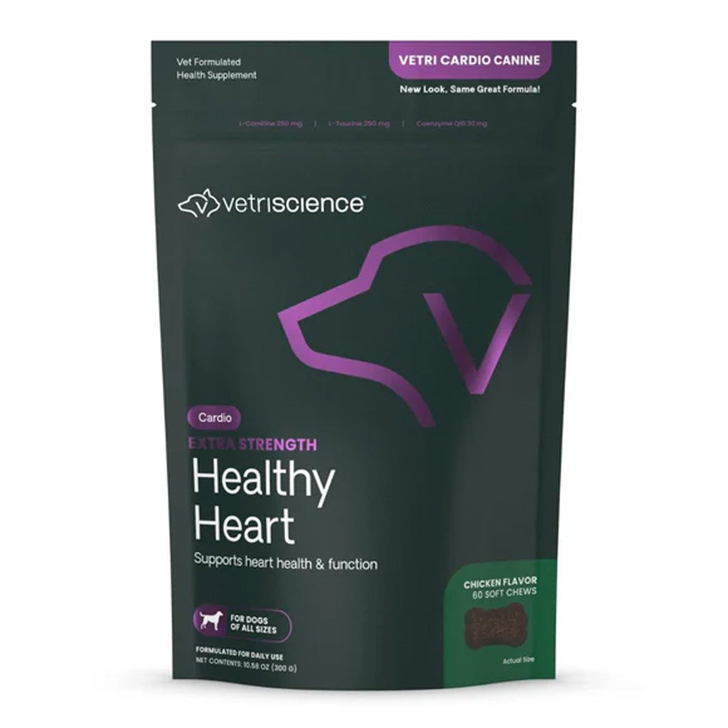 VetriScience Cardio Healthy Heart supplement package for dogs on a white background