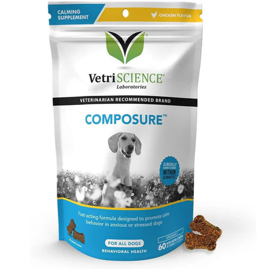 VetriScience Composure Calming Chews for Dogs, Chicken Flavour – Stress & Anxiety Relief | UK Stock