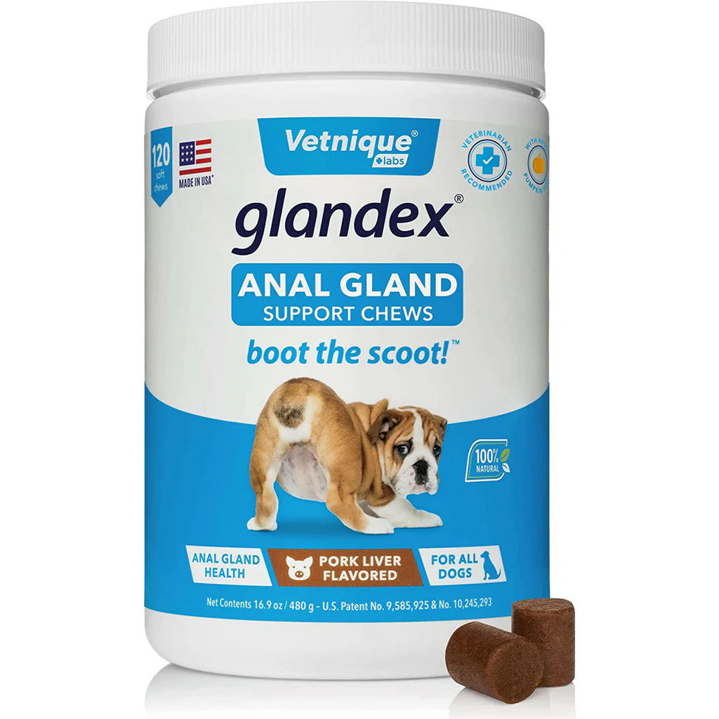 Glandex Anal Gland Support Pork Liver Soft Chews for Dogs 120