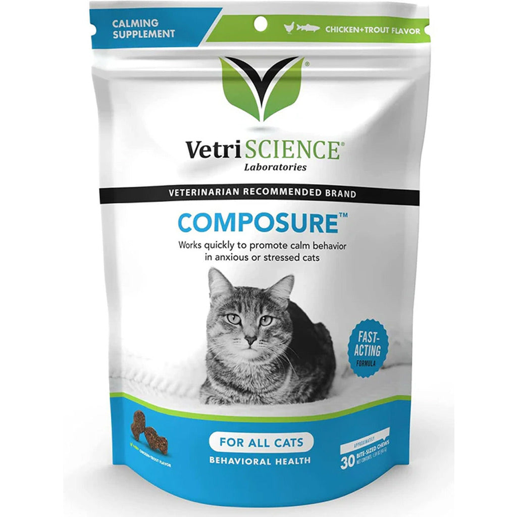 VetriScience Composure Calming Chews for Cats – Natural Stress & Anxiety Relief – UK Stock