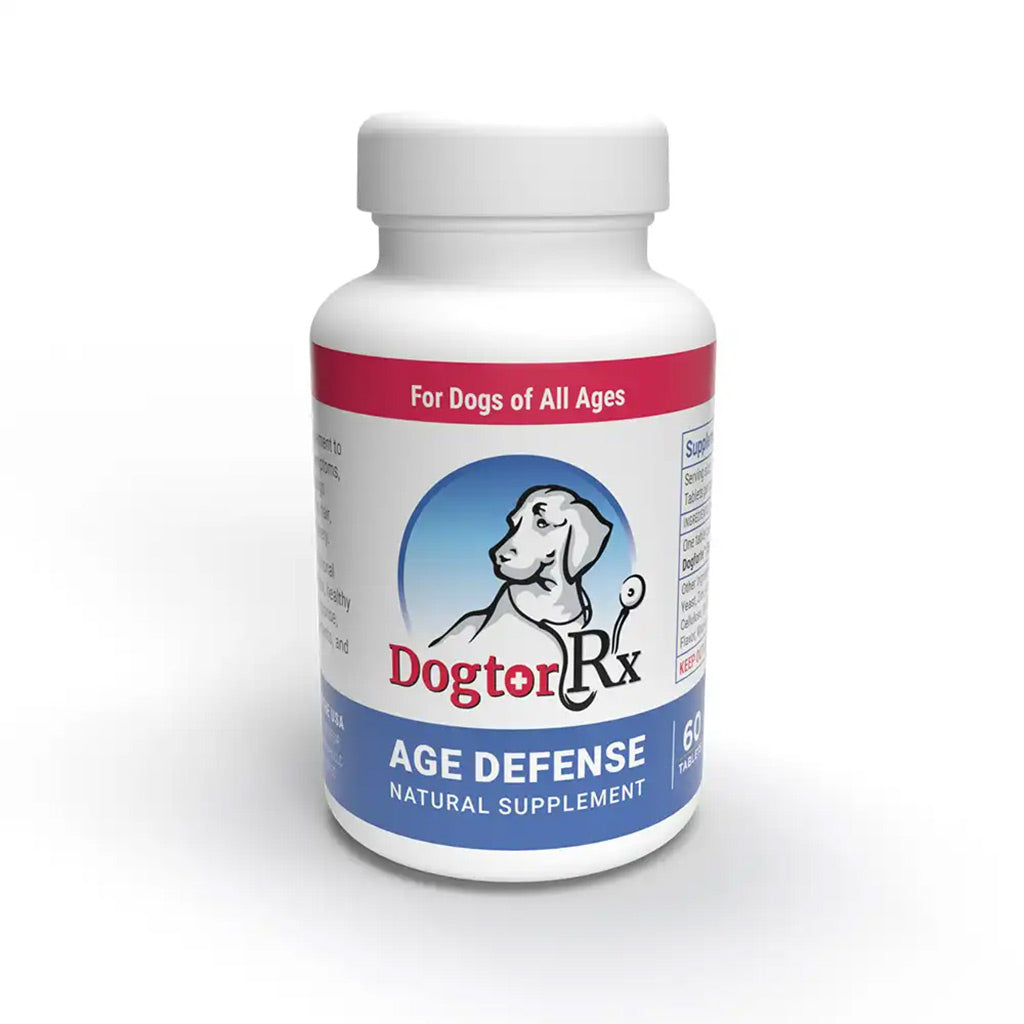 DogtorRx™ Age Defense supplement bottle for senior dogs with joint support