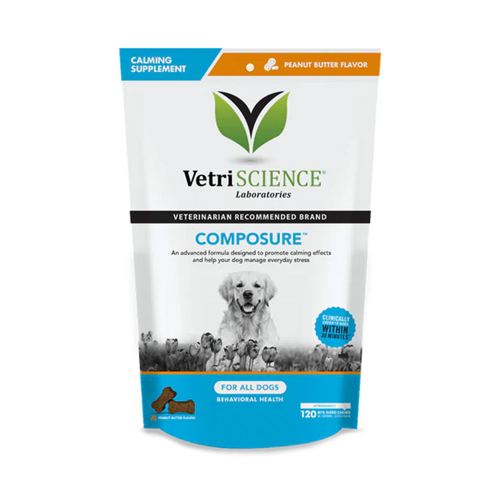 VetriScience Composure Calming Chews for Dogs, Peanut Butter – Stress & Anxiety Relief benefits | UK Stock