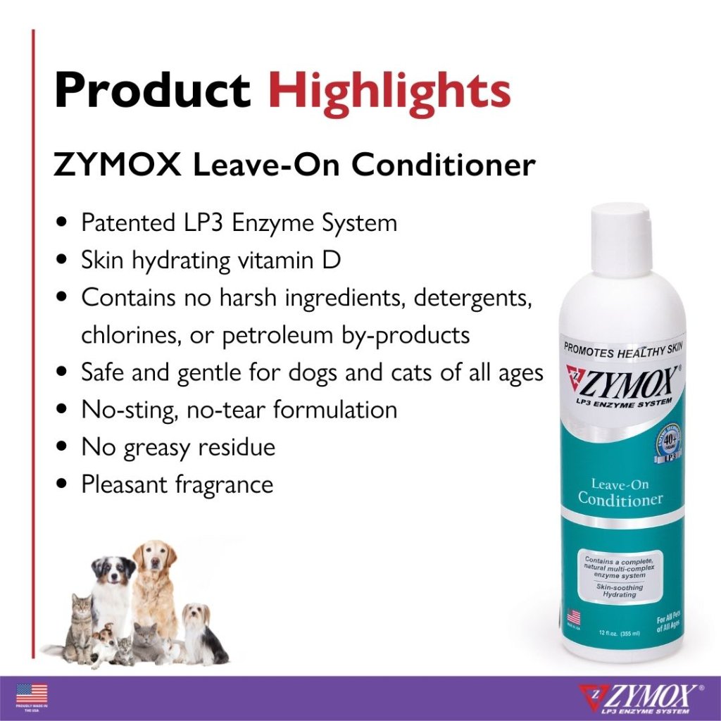 Zymox Enzymatic Dog & Cat Leave-on Conditioner highlights