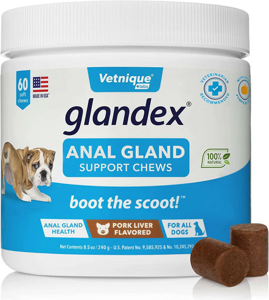 Glandex Anal Gland Support Pork Liver Soft Chews for Dogs 60