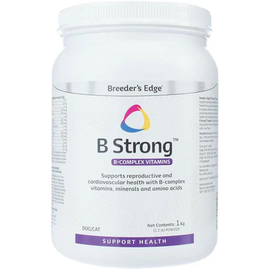 B Strong B-complex vitamins container for dogs and cats on a white background