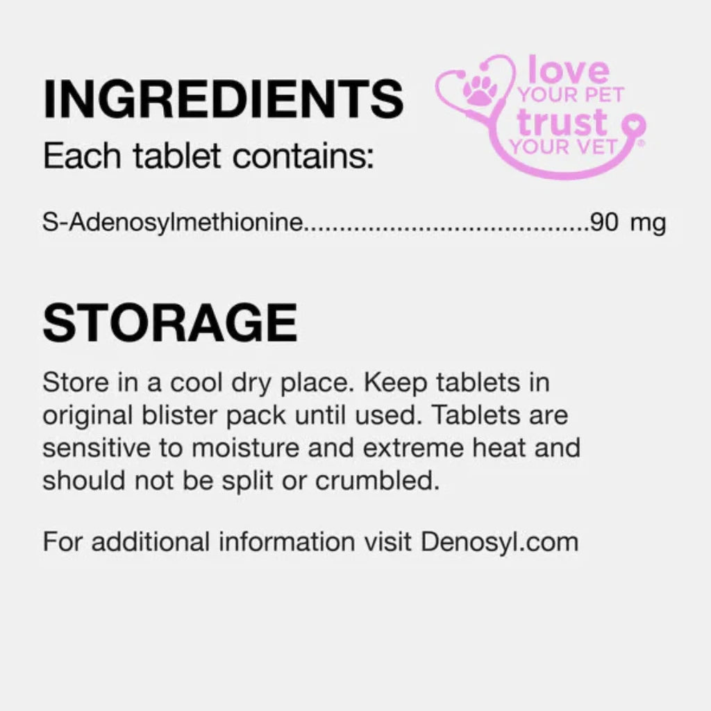 Nutramax Denosyl Liver and Brain Health Supplement for Small Dogs and Cats, With S-Adenosylmethionine (SAMe) ingredients