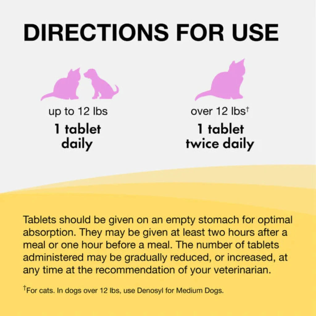 Nutramax Denosyl Liver and Brain Health Supplement for Small Dogs and Cats, With S-Adenosylmethionine (SAMe) directions for use