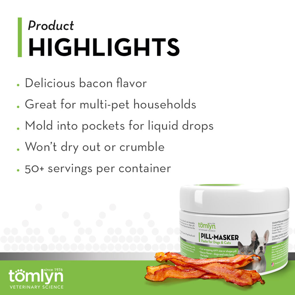 Tomlyn Pill-Masker Paste for Dogs & Cats Highlights – Bacon Flavored Medication Wrap | UK Stock