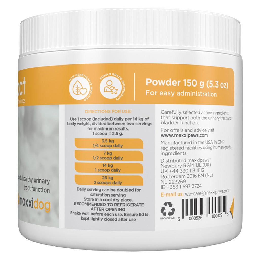 maxxiUtract for dogs directions label