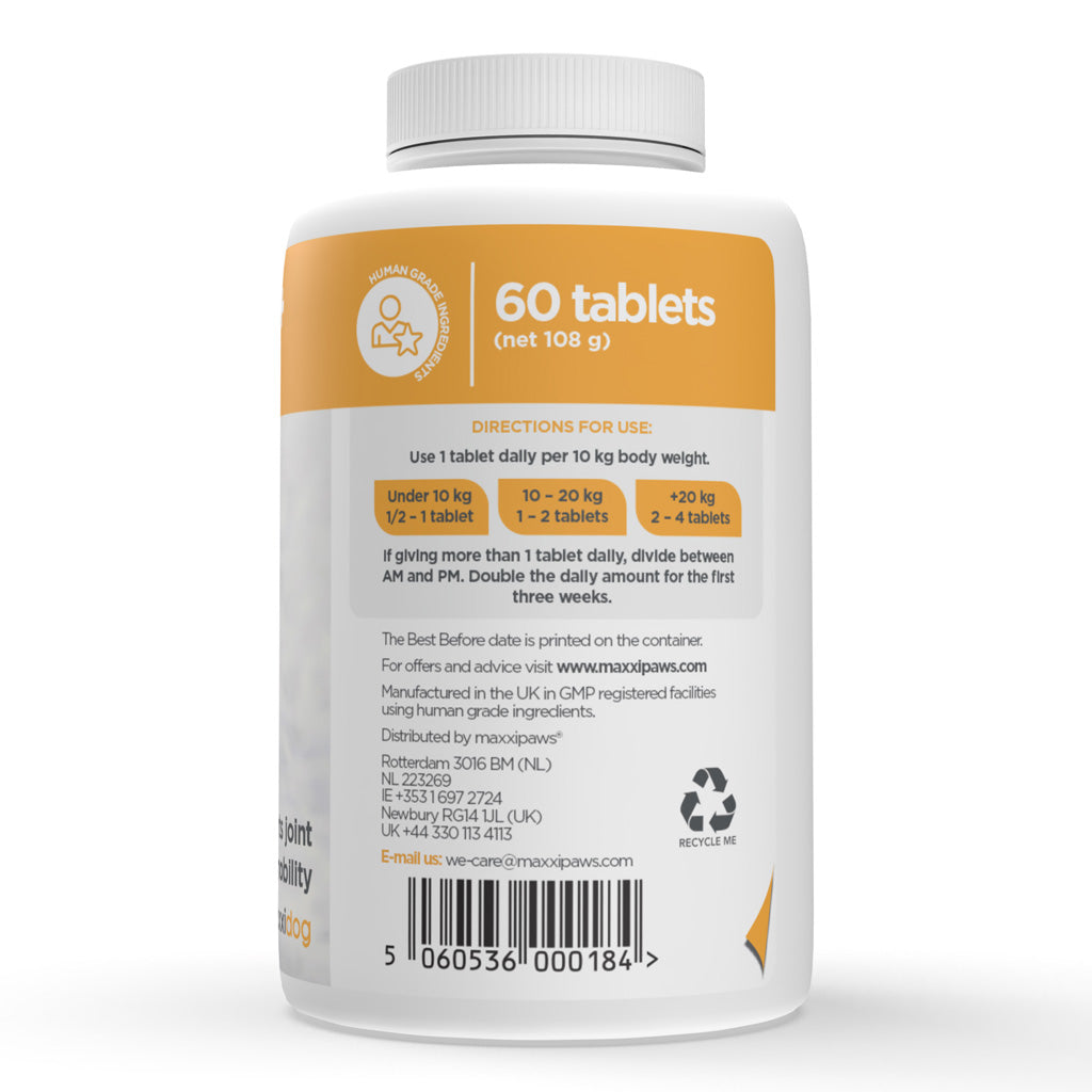 Maxxiflex+ hip & joint supplement for dogs tablets directions for use