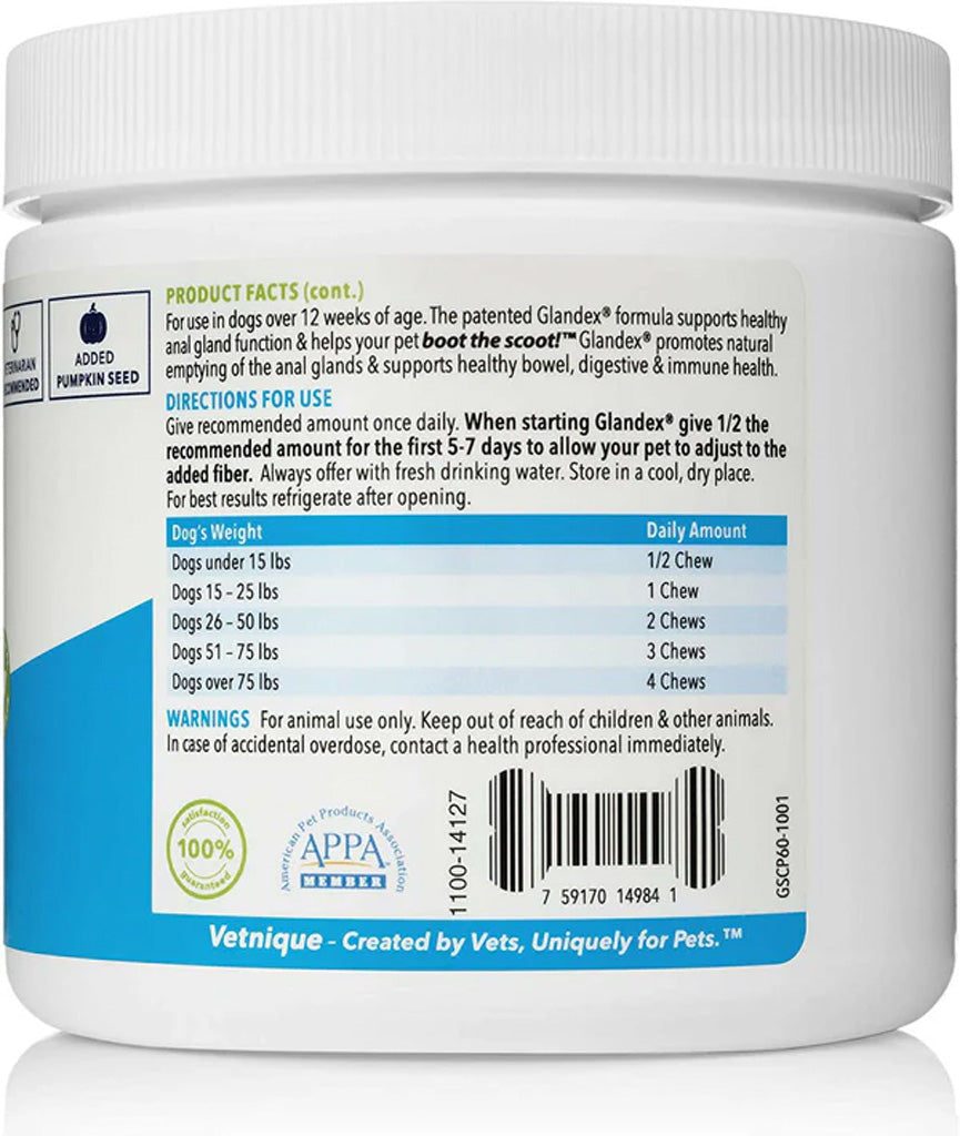 Glandex Anal Gland Support Pork Liver Soft Chews for Dogs directions for use