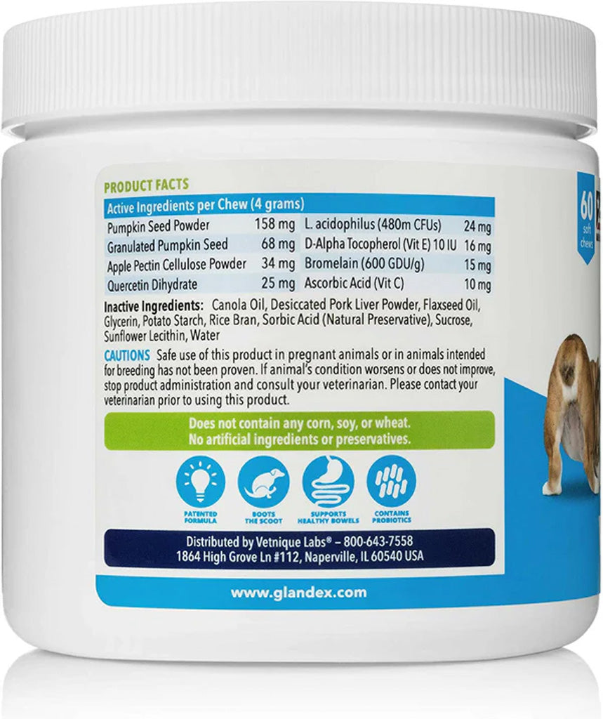 Glandex Anal Gland Support Pork Liver Soft Chews for Dogs facts