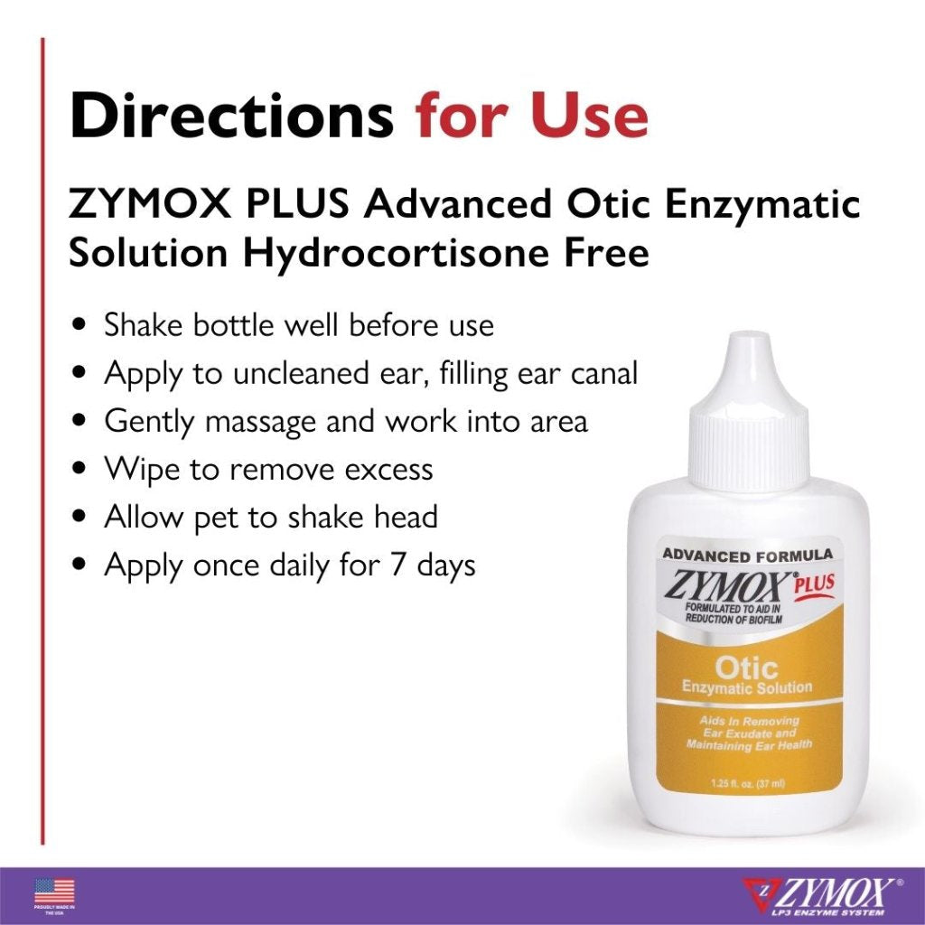 Zymox Plus Advanced Otic Ear Treatment without Hydrocortisone directions for use