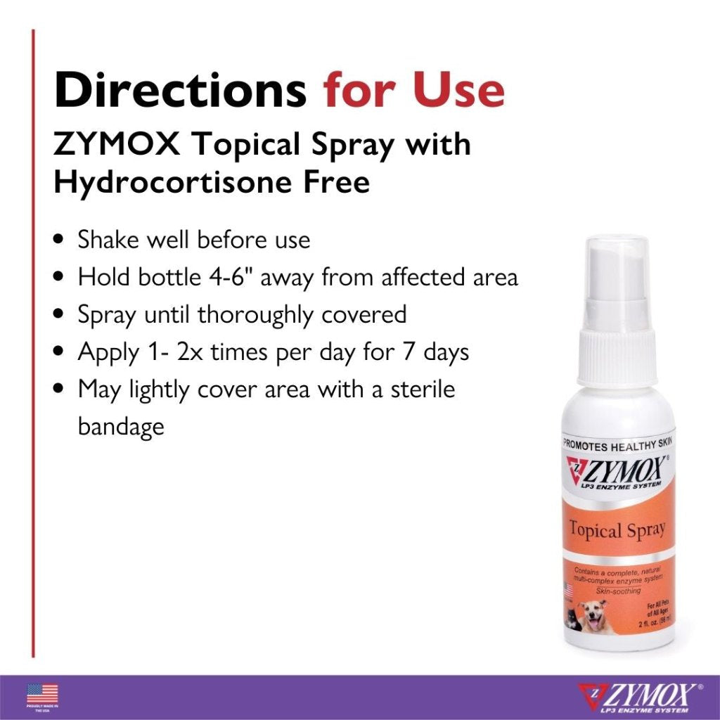 Zymox topical spray without hydrocortisone directions for use