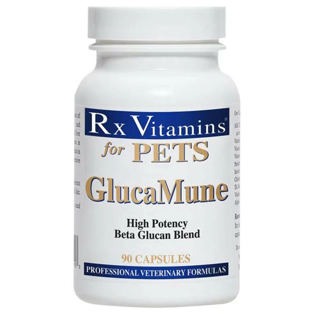 Rx Vitamins GlucaMune supplement bottle for pets on a white background