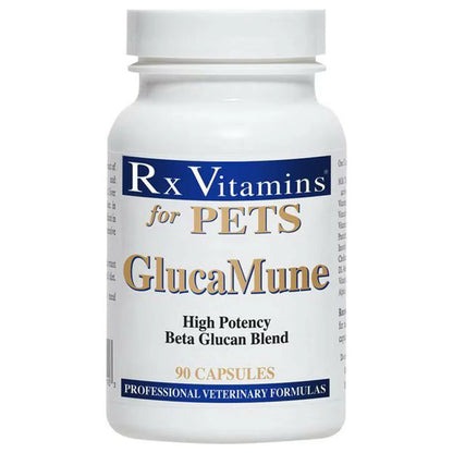 Rx Vitamins GlucaMune supplement bottle for pets on a white background