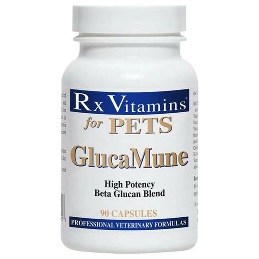 Rx Vitamins GlucaMune supplement bottle for pets on a white background