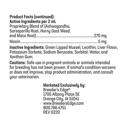 Product label with active and inactive ingredients, cautions, and contact information on a white background.