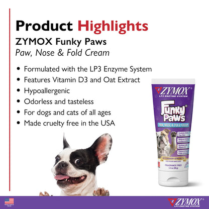 ZYMOX Funky Paws paw, nose & fold cream Product Highlights UK Stock