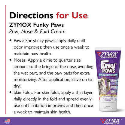 Directions for use of ZYMOX Funky Paws cream Directions For Use UK Stock