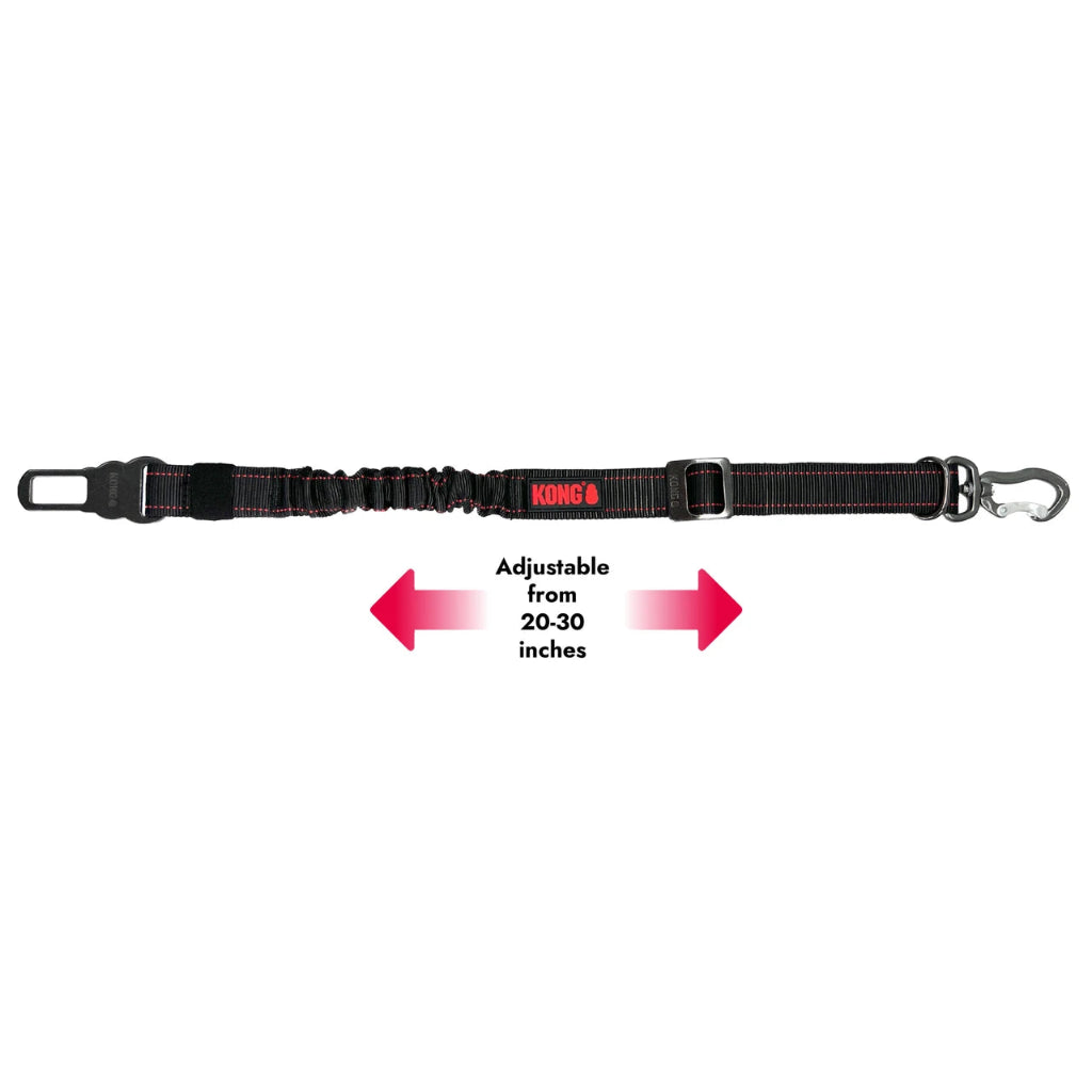 Black dog leash with adjustable length feature on a white background