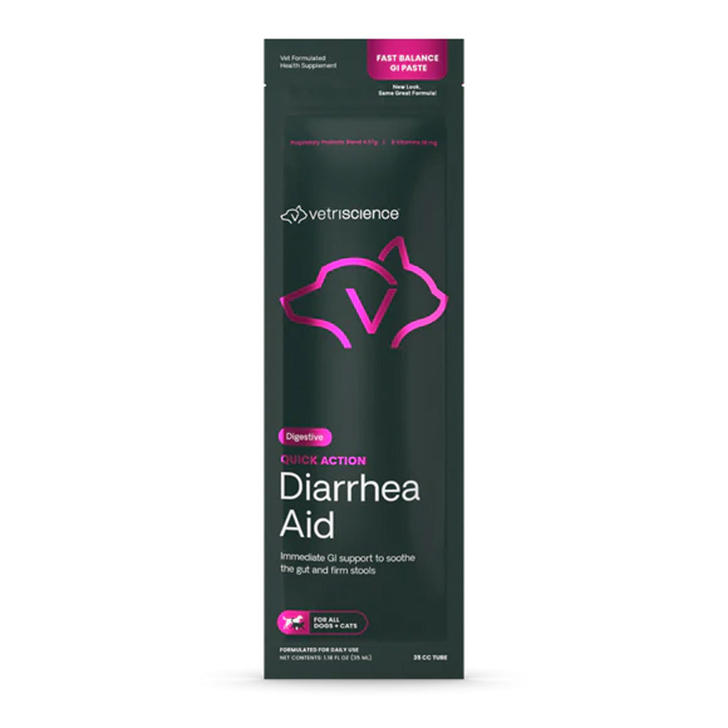 Diarrhea aid package for pets with VetriScience logo on a white background