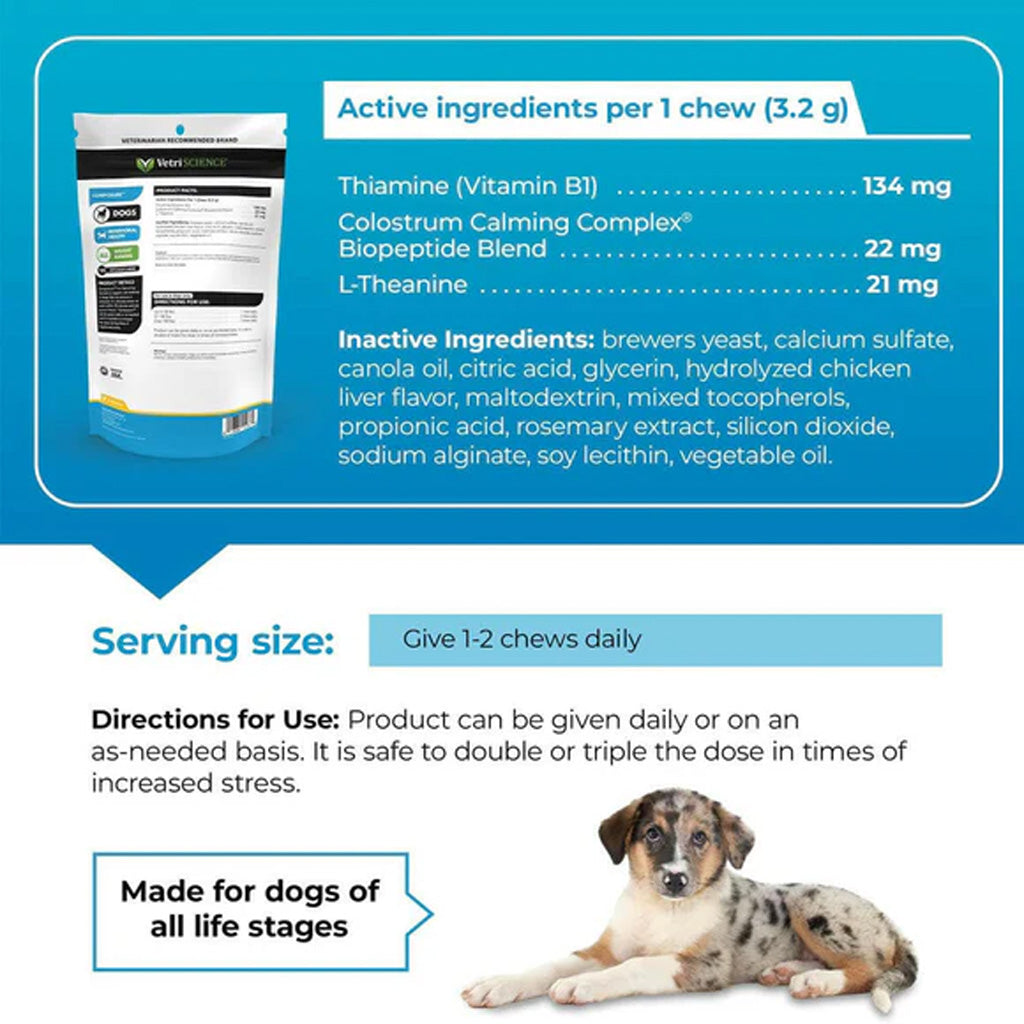 VetriScience Composure Calming Chews for Dogs, Chicken Flavour, ingredients – Stress & Anxiety Relief | UK Stock