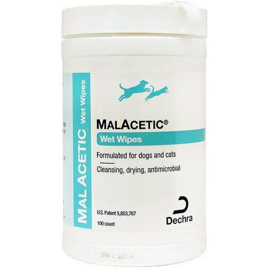 Malacetic wet wipes container for dogs and cats on a white background