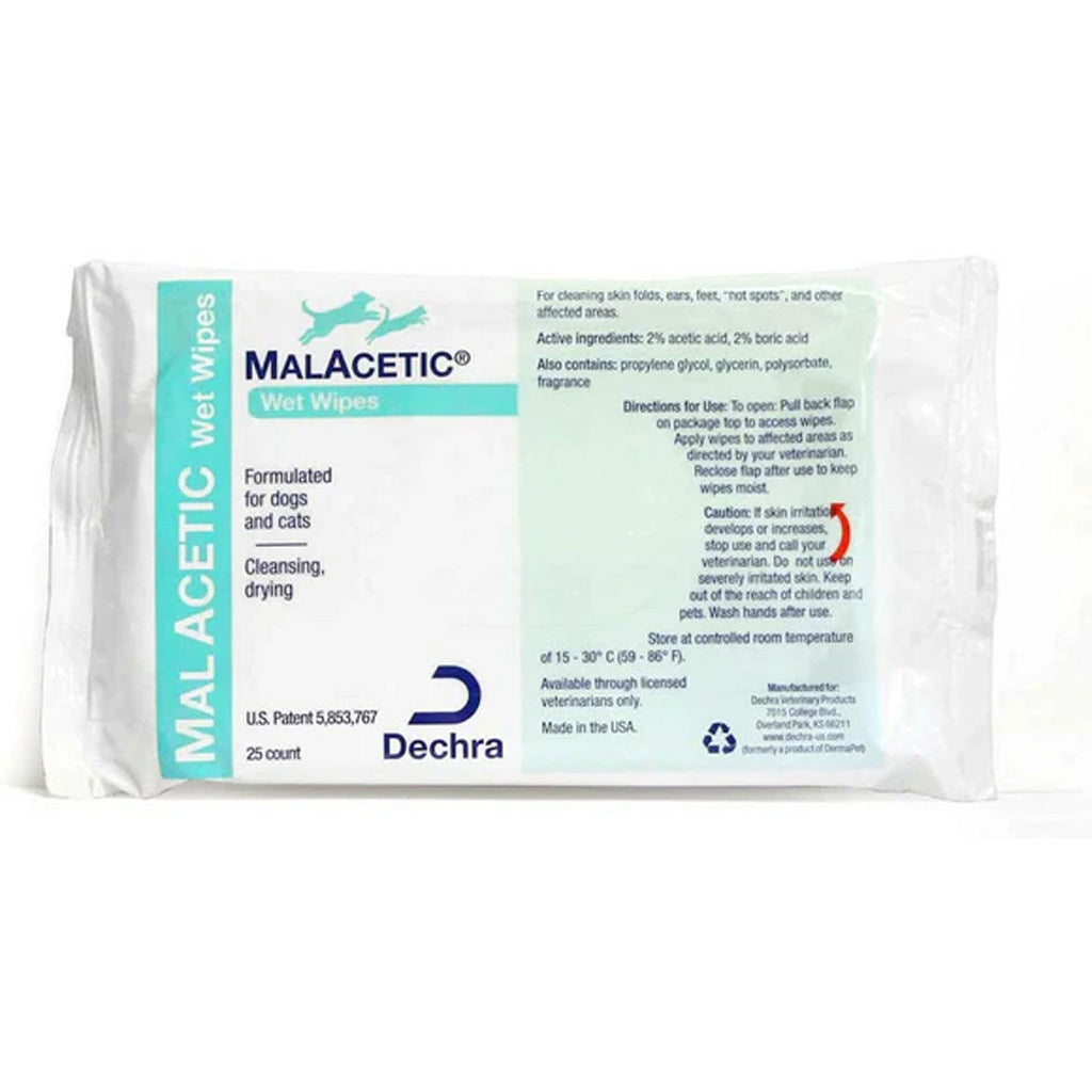 Malacetic wet wipes packaging for dogs and cats on a white background