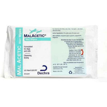 Malacetic wet wipes packaging for dogs and cats on a white background