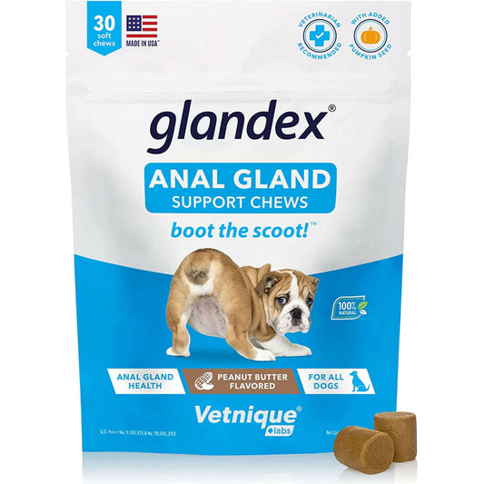 Glandex Anal Gland Support Peanut Butter Soft Chews for Dogs 30