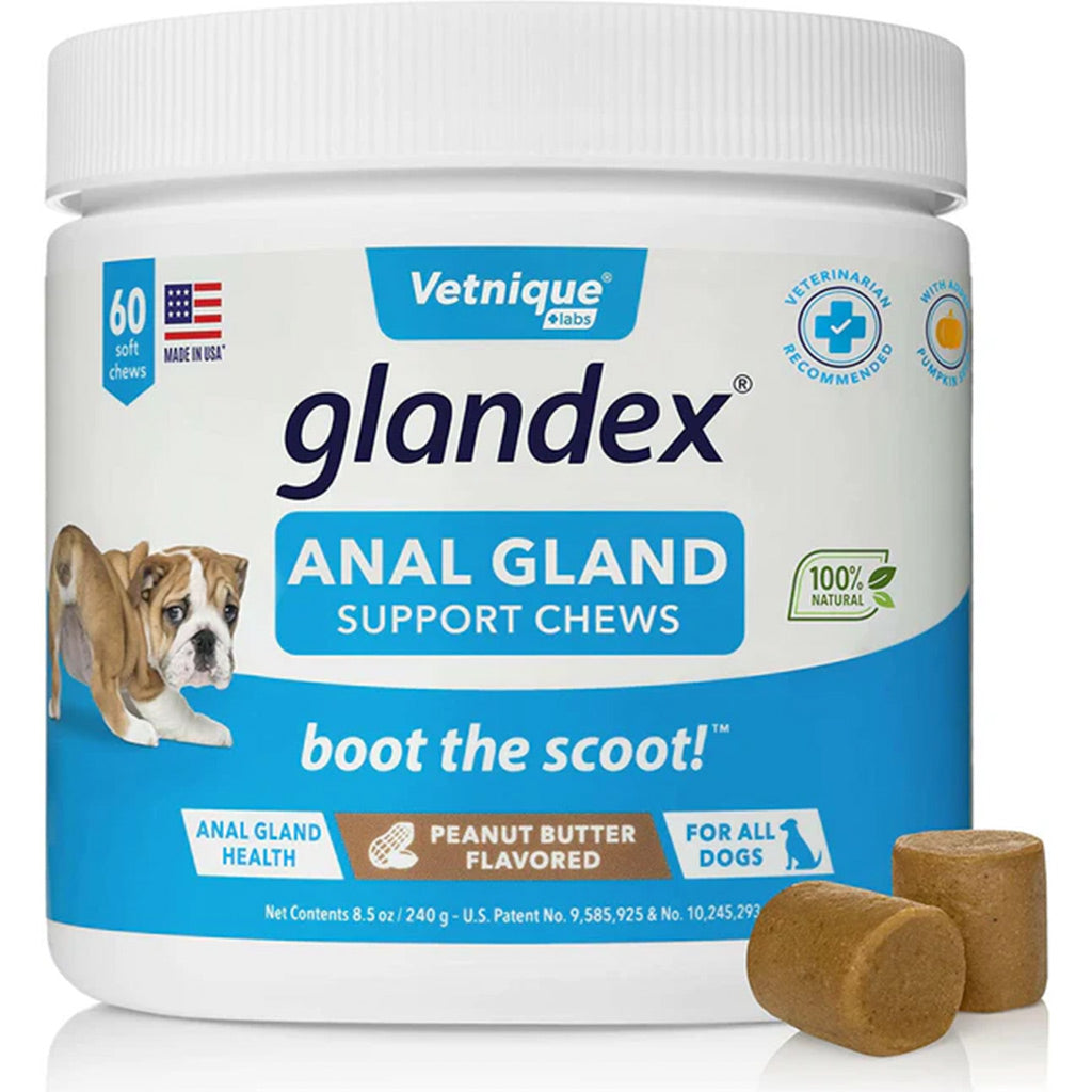 Glandex Anal Gland Support Peanut Butter Soft Chews for Dogs 60