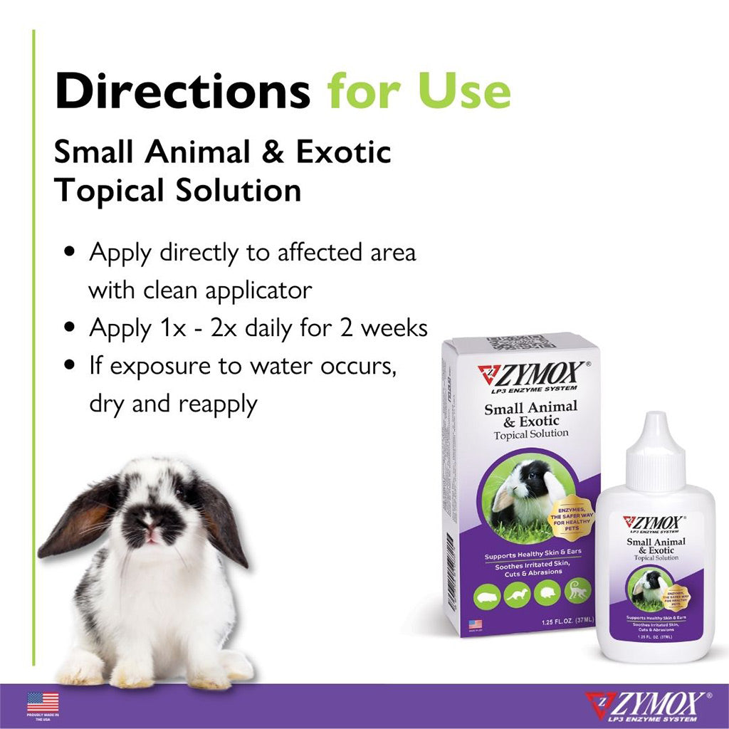 ZYMOX® Small Animal & Exotic Topical Solution Directions For Use – Skin & Ear Care | UK Stock