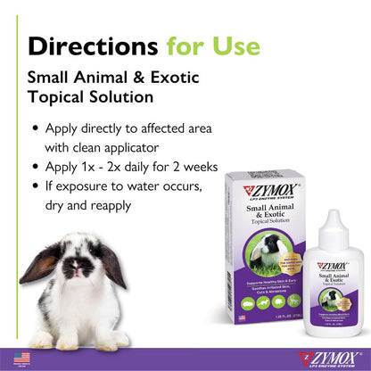 ZYMOX® Small Animal & Exotic Topical Solution Directions For Use – Skin & Ear Care | UK Stock