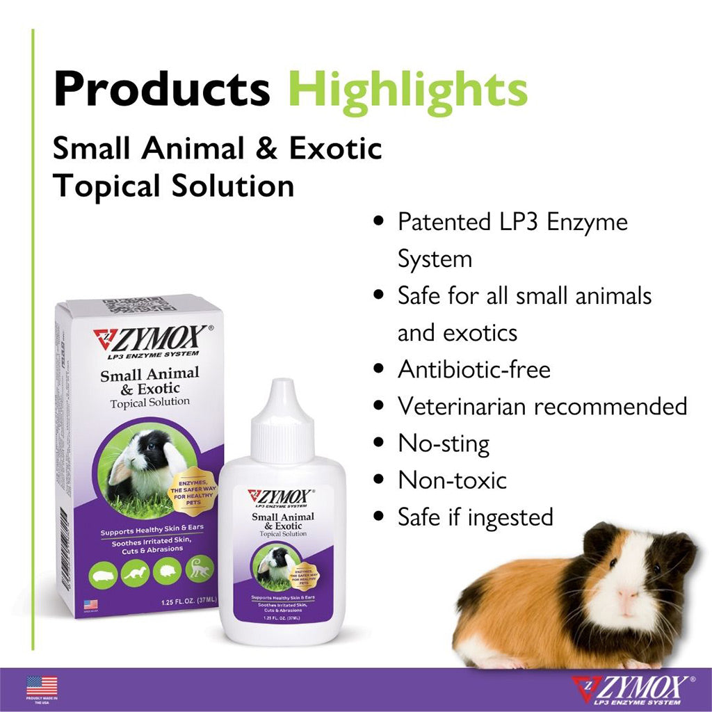 ZYMOX® Small Animal & Exotic Topical Solution Highlights– Skin & Ear Care | UK Stock