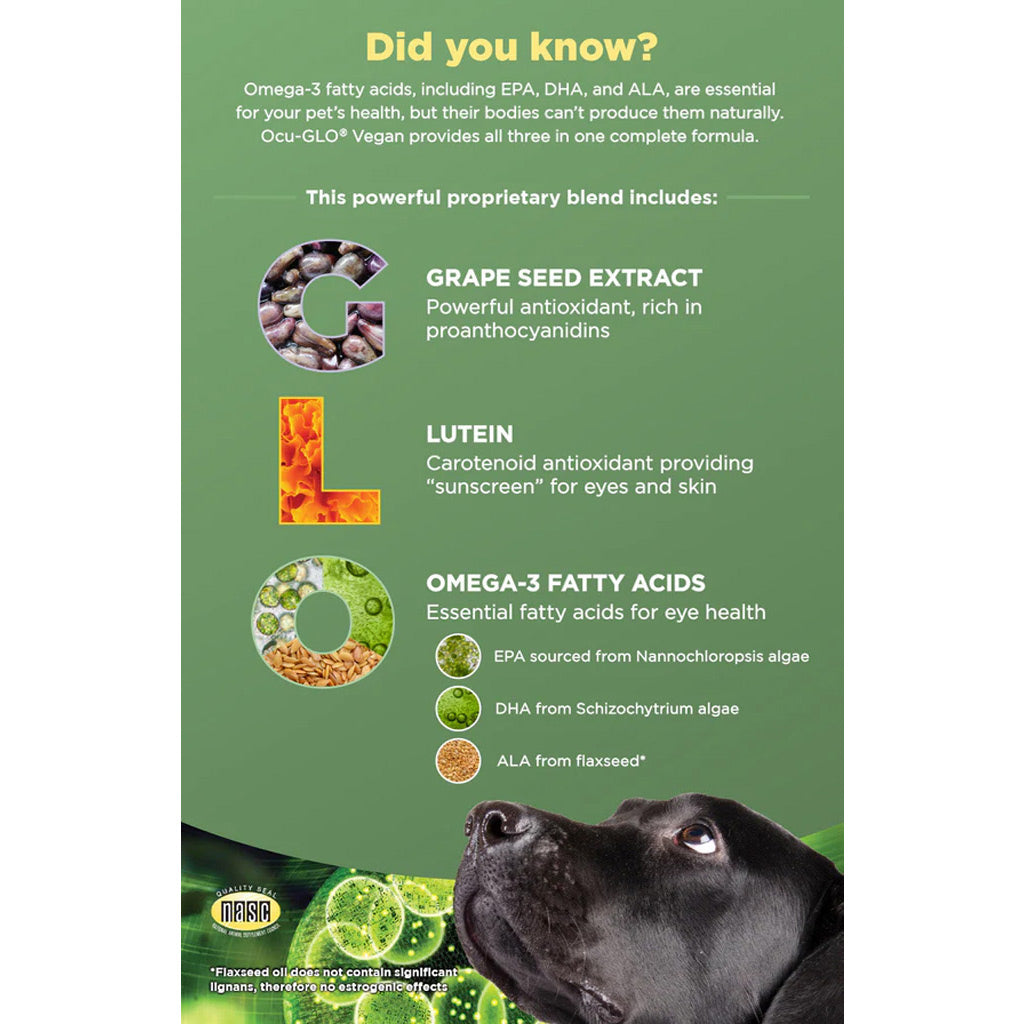 Ocu-GLO Vegan Vision Supplement for Dogs & Mature Cats | Plant-Based Eye Support