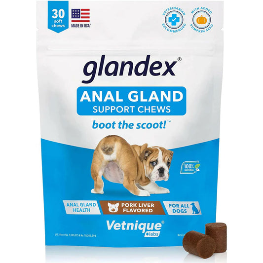 Glandex Anal Gland Support Pork Liver Soft Chews for Dogs 30