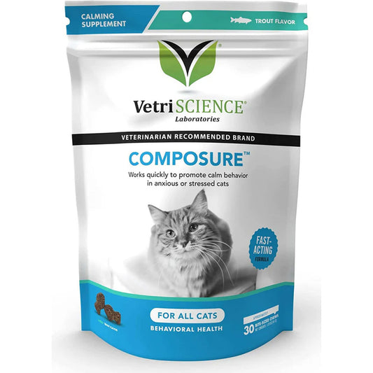 VetriScience Composure Calming Chews for Cats – Natural Stress & Anxiety Relief – UK Stock