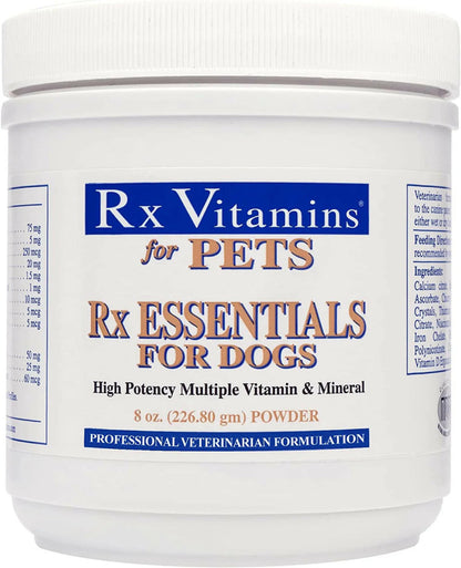 Jar of Rx Vitamins for Pets, specifically for dogs, on a white background