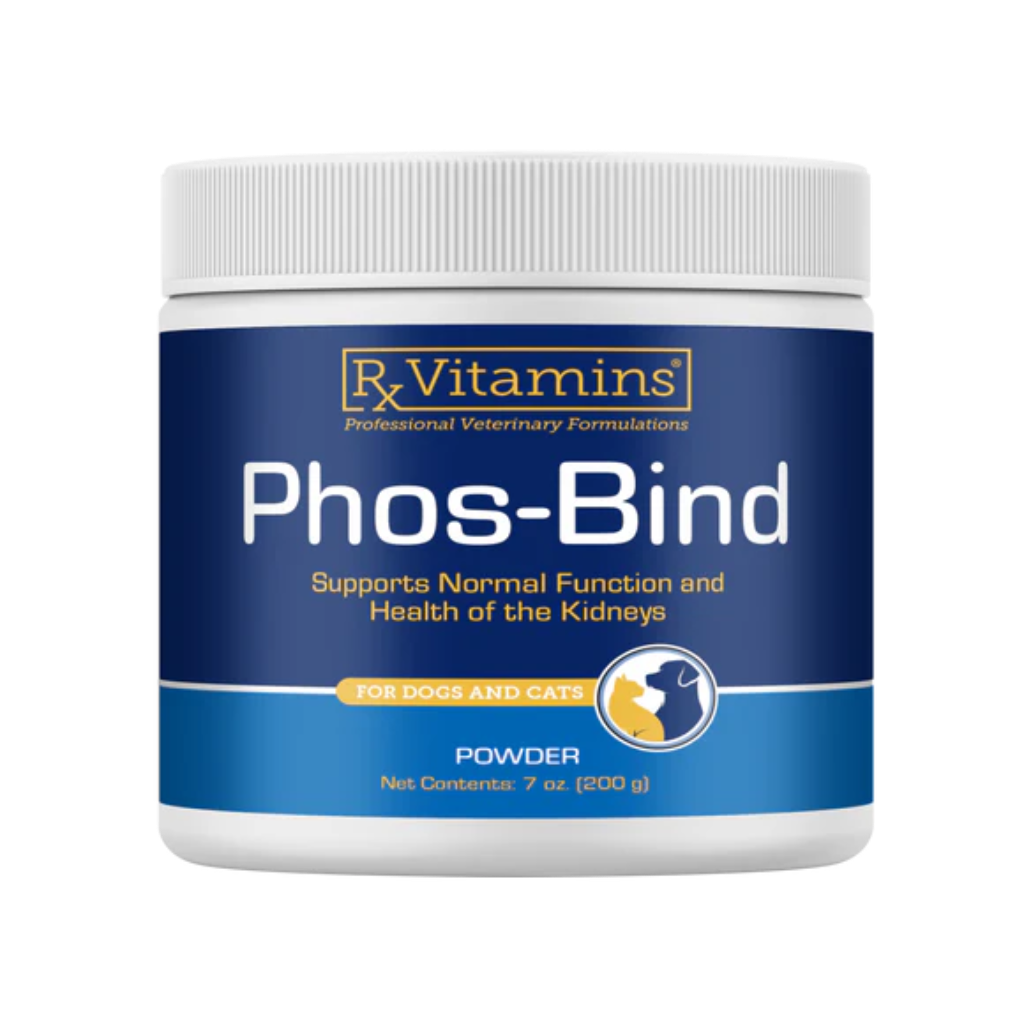 Rx-Vitamins Phos-Bind powder container on a white background