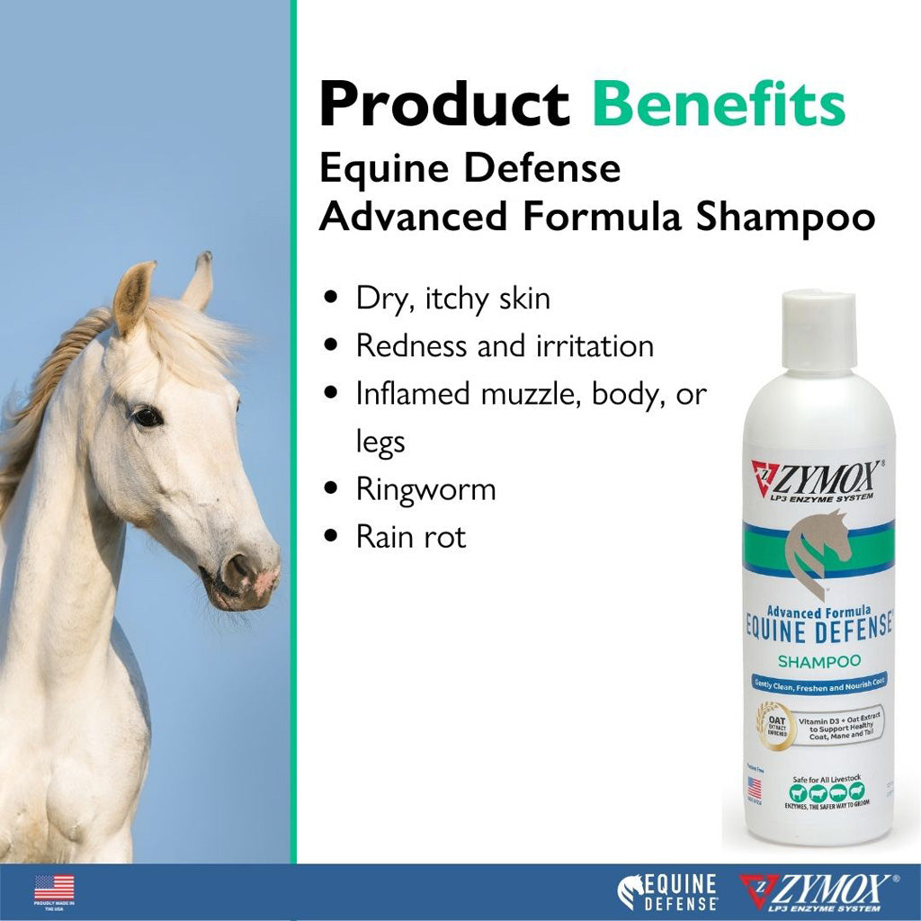 ZYMOX® Equine Defense Advanced Formula Shampoo for Horses Benefits | Skin & Coat Care | UK Stock