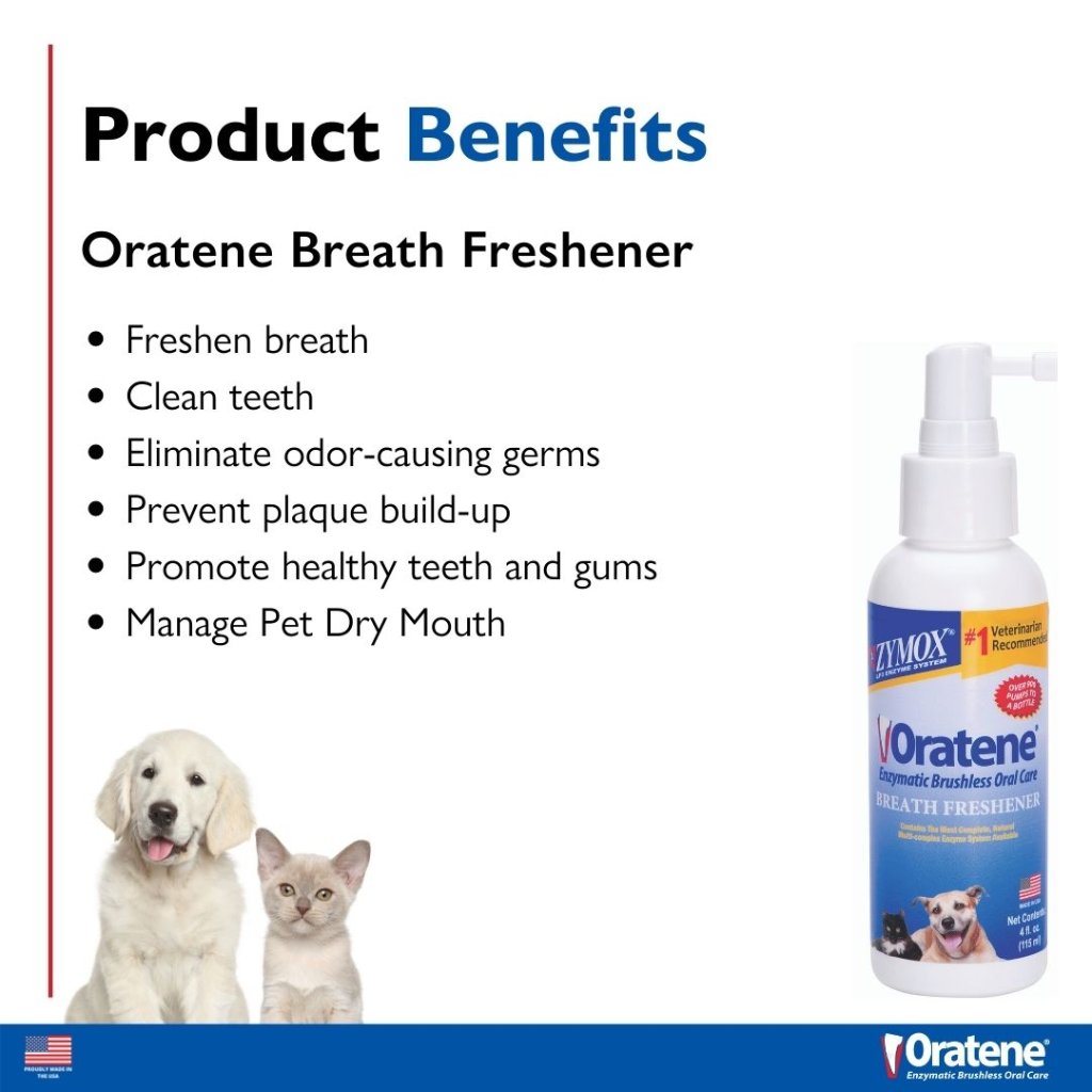 Zymox Oratene breath freshener for dogs and cats benefits