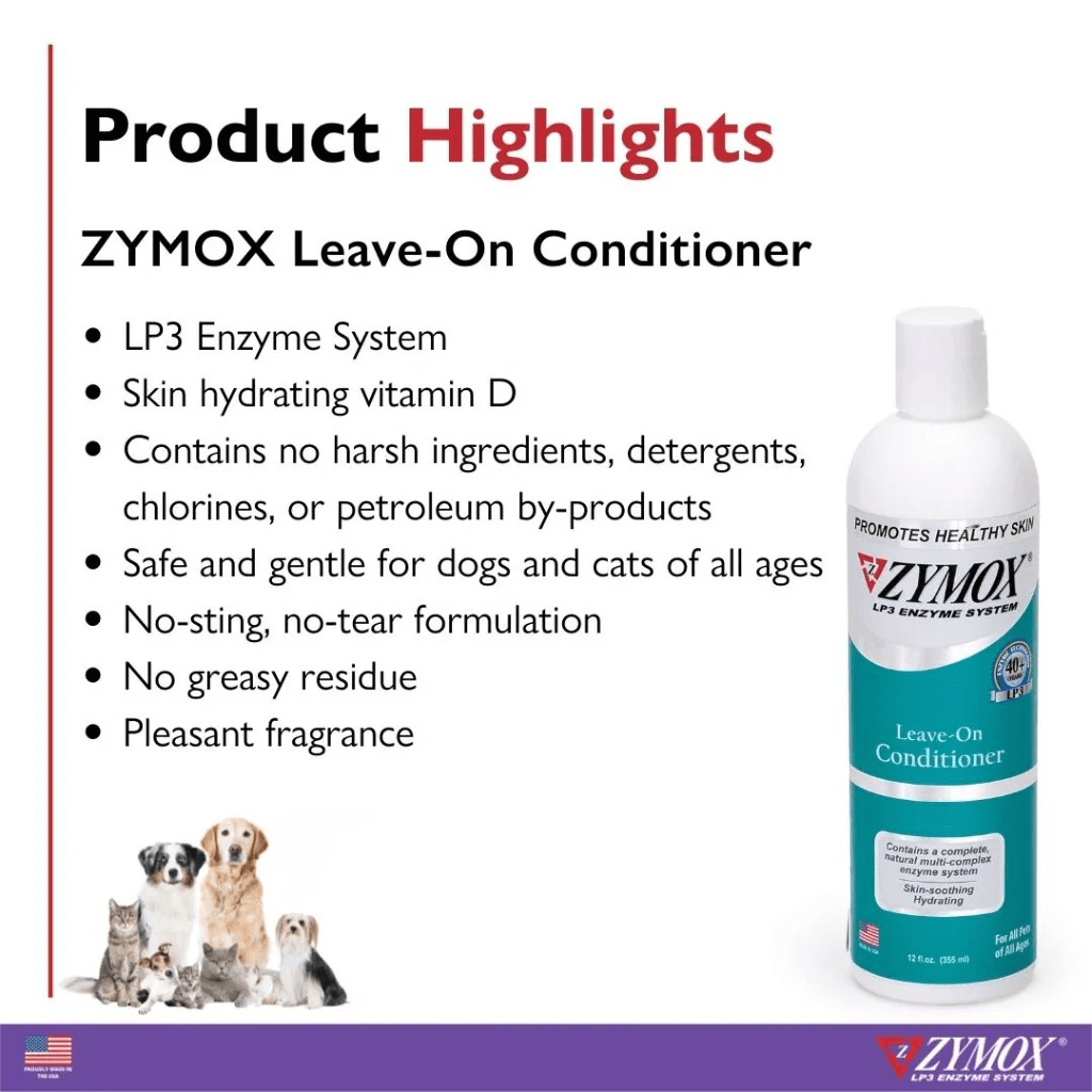 ZYMOX Enzymatic Leave-On Conditioner for Dogs & Cats – Advanced Skin & Coat Care (236ml) – UK Stock