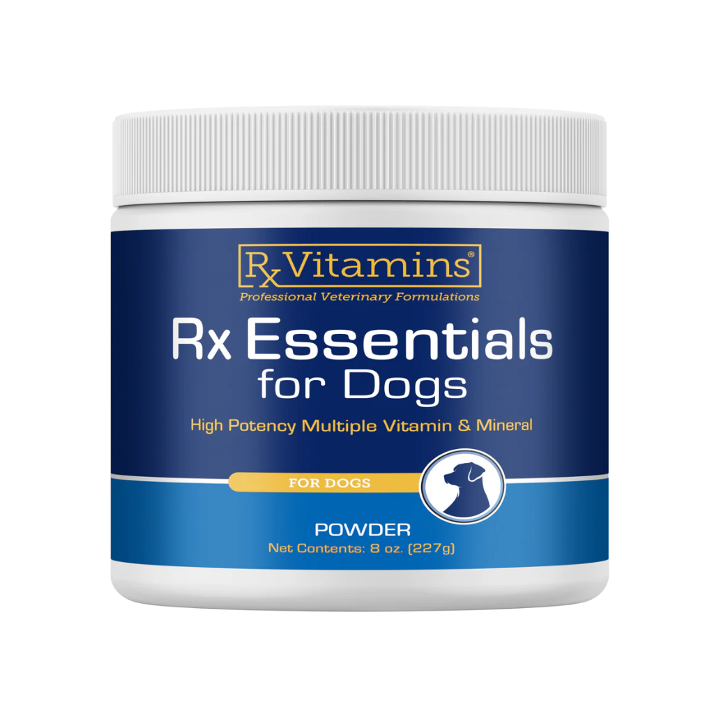 Jar of Rx Vitamins Rx Essentials for Dogs on a white background