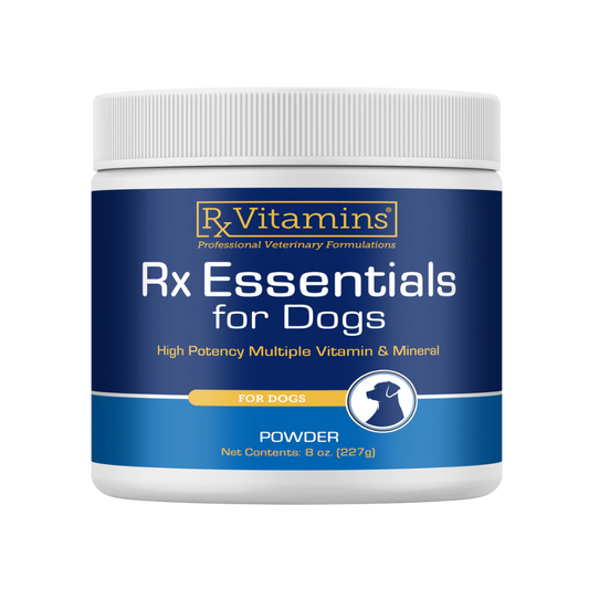 Jar of Rx Vitamins Rx Essentials for Dogs on a white background
