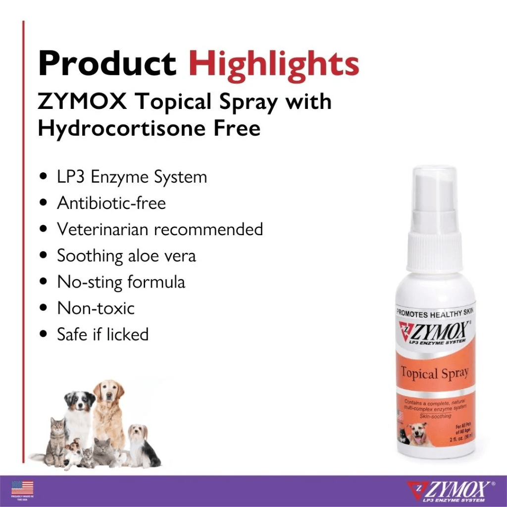 ZYMOX Topical Spray for Dogs & Cats – Natural Relief for Sensitive Skin – UK Stock