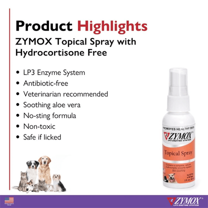 ZYMOX Topical Spray for Dogs & Cats – Natural Relief for Sensitive Skin – UK Stock