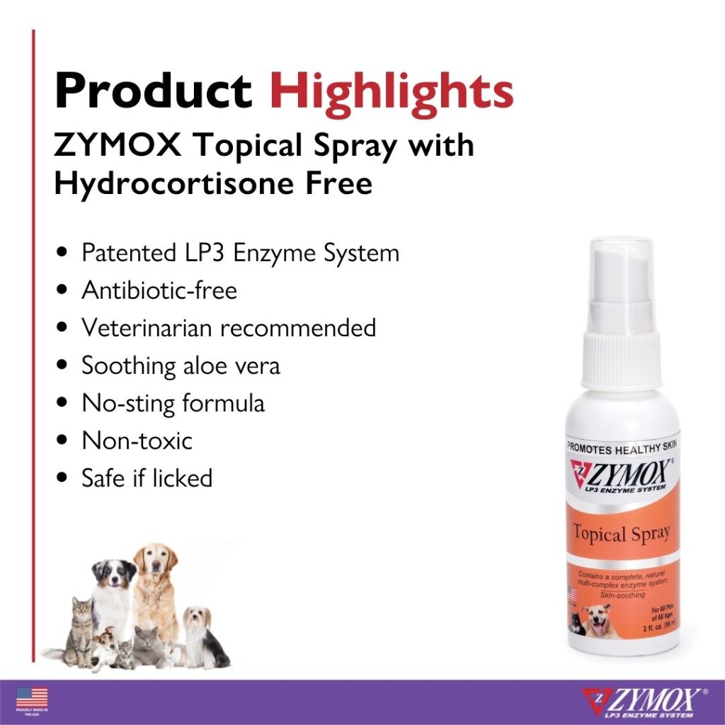 Zymox topical spray without hydrocortisone highlights