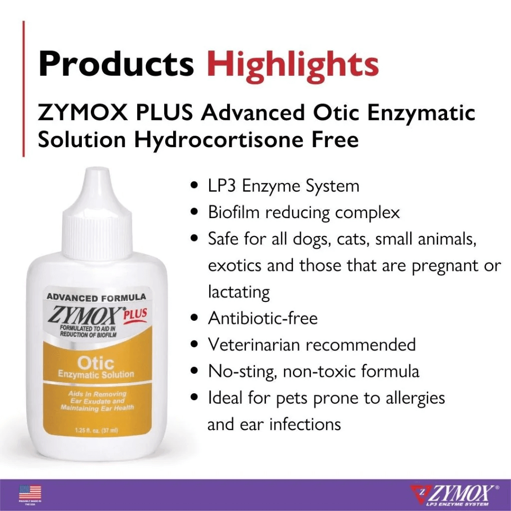 ZYMOX Plus Advanced Otic Ear Solution – Treatment for Ear Infections in Dogs & Cats – UK Stock